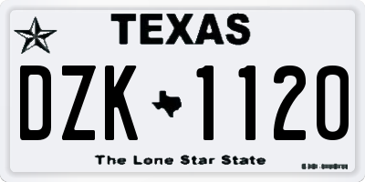 TX license plate DZK1120