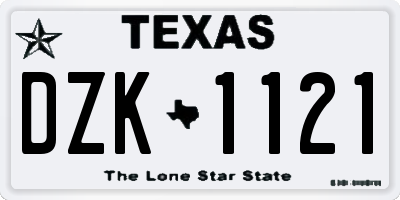 TX license plate DZK1121