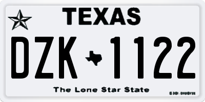TX license plate DZK1122