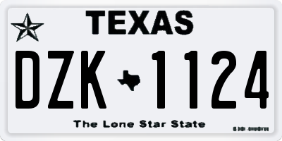 TX license plate DZK1124