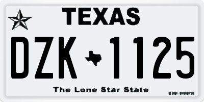 TX license plate DZK1125