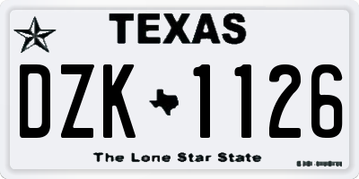 TX license plate DZK1126