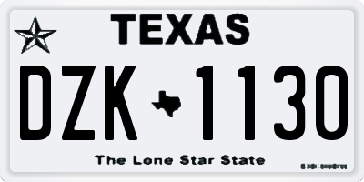 TX license plate DZK1130