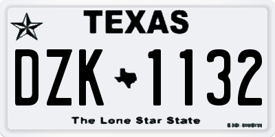 TX license plate DZK1132