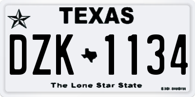 TX license plate DZK1134