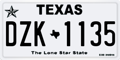 TX license plate DZK1135