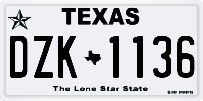 TX license plate DZK1136