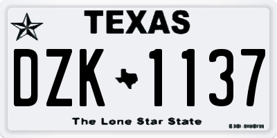 TX license plate DZK1137