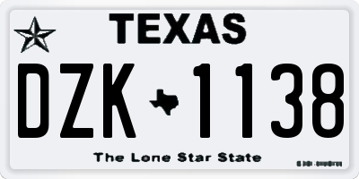 TX license plate DZK1138