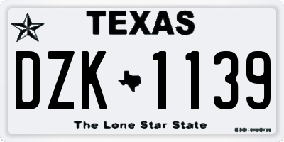 TX license plate DZK1139
