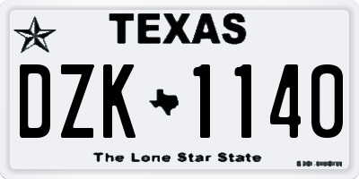 TX license plate DZK1140