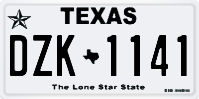 TX license plate DZK1141