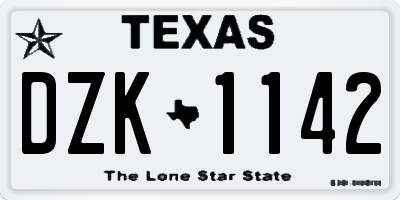 TX license plate DZK1142
