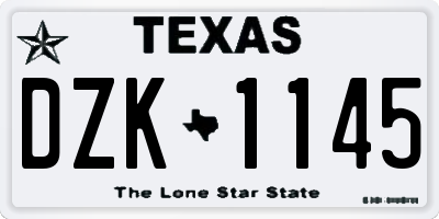 TX license plate DZK1145