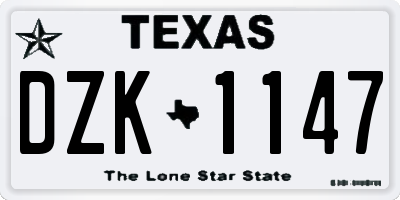 TX license plate DZK1147