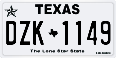 TX license plate DZK1149
