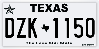 TX license plate DZK1150