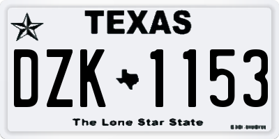 TX license plate DZK1153