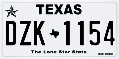 TX license plate DZK1154