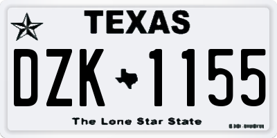 TX license plate DZK1155