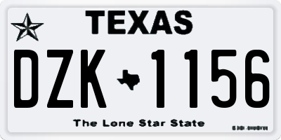 TX license plate DZK1156