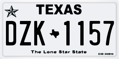 TX license plate DZK1157