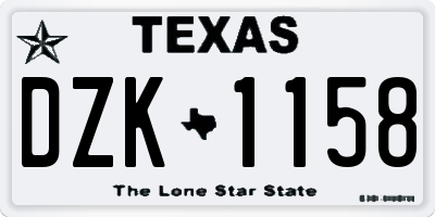 TX license plate DZK1158