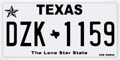 TX license plate DZK1159