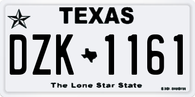 TX license plate DZK1161