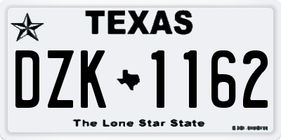 TX license plate DZK1162