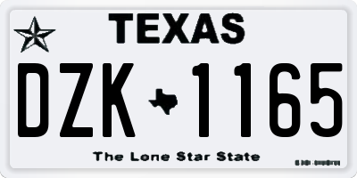 TX license plate DZK1165