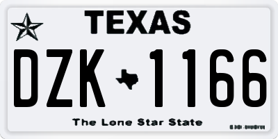 TX license plate DZK1166