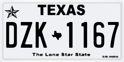 TX license plate DZK1167