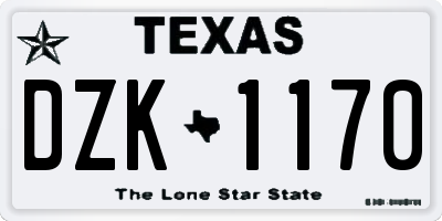TX license plate DZK1170