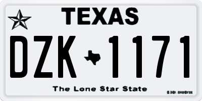 TX license plate DZK1171