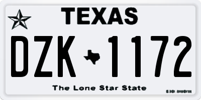 TX license plate DZK1172