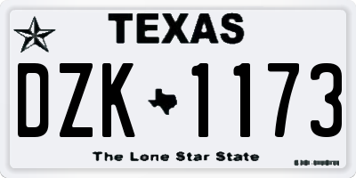 TX license plate DZK1173