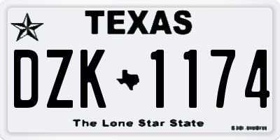 TX license plate DZK1174