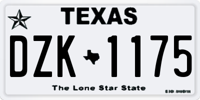 TX license plate DZK1175