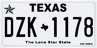 TX license plate DZK1178