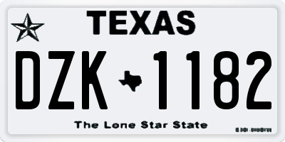 TX license plate DZK1182