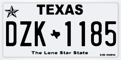 TX license plate DZK1185