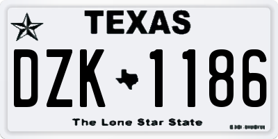 TX license plate DZK1186