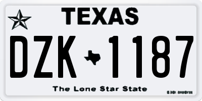 TX license plate DZK1187
