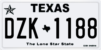 TX license plate DZK1188