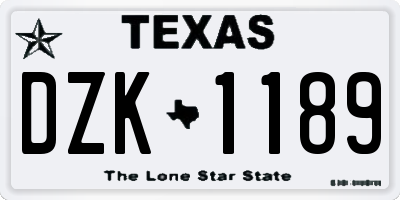 TX license plate DZK1189