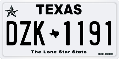 TX license plate DZK1191