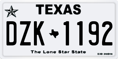 TX license plate DZK1192