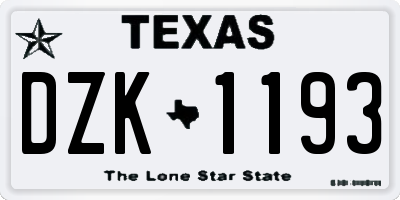 TX license plate DZK1193