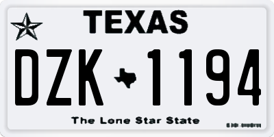 TX license plate DZK1194